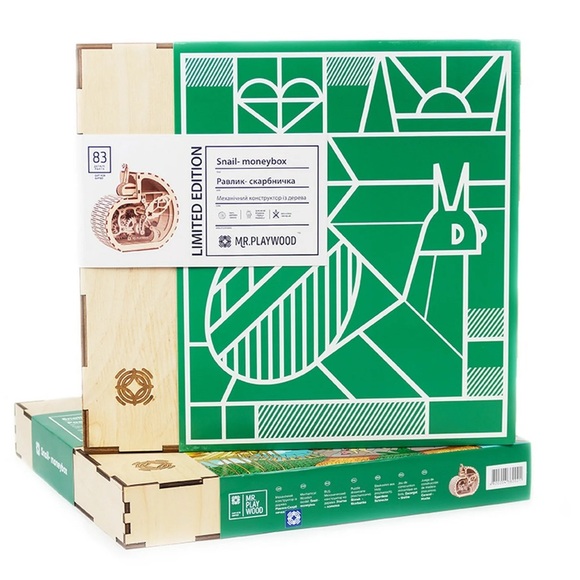 Mechanical Wooden Model Kit “Snail Moneybox” - Picture 3 of 4